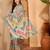 Sky blue linen geometric printed casual saree with blouse piece