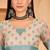 Sky blue linen geometric printed casual saree with blouse piece