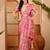 Pink linen floral printed casual saree with blouse piece