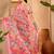 Pink linen floral printed casual saree with blouse piece