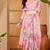 Pink linen floral printed casual saree with blouse piece