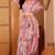 Pink linen floral printed casual saree with blouse piece