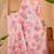 Pink linen floral printed casual saree with blouse piece