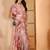 Pink linen floral printed casual saree with blouse piece