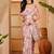 Peach linen floral printed casual saree with blouse piece
