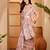 Peach linen floral printed casual saree with blouse piece