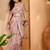Peach linen floral printed casual saree with blouse piece