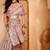 Peach linen floral printed casual saree with blouse piece