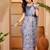 Blue linen floral printed casual saree with blouse piece