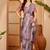 Pink linen geometric printed casual saree with blouse piece
