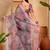 Pink linen geometric printed casual saree with blouse piece