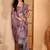 Pink linen geometric printed casual saree with blouse piece