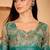 Green linen floral printed casual saree with blouse piece