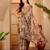 Brown linen geometric printed casual saree with blouse piece