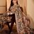 Brown linen geometric printed casual saree with blouse piece