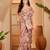 Pink linen floral printed casual saree with blouse piece
