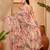Pink linen floral printed casual saree with blouse piece
