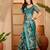 Royal blue linen geometric printed casual saree with blouse piece