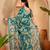 Royal blue linen geometric printed casual saree with blouse piece