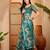 Royal blue linen geometric printed casual saree with blouse piece