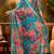 Blue linen floral printed casual saree with blouse piece