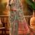 Grey linen floral printed casual saree with blouse piece