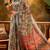 Grey linen floral printed casual saree with blouse piece