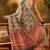 Grey linen floral printed casual saree with blouse piece