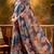 Wine linen geometric printed casual saree with blouse piece