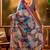 Wine linen geometric printed casual saree with blouse piece