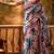 Wine linen geometric printed casual saree with blouse piece