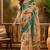Multicolor linen floral printed casual saree with blouse piece