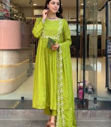 Embroidered Chinon Straight Kurta, Pant and Dupatta Set