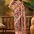 Multicolor linen floral printed casual saree with blouse piece
