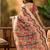Multicolor linen floral printed casual saree with blouse piece