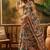 Multicolor linen geometric printed casual saree with blouse piece