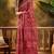 Maroon linen floral printed casual saree with blouse piece