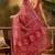 Maroon linen floral printed casual saree with blouse piece
