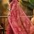 Maroon linen floral printed casual saree with blouse piece