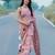 Pink linen floral printed casual saree with blouse piece