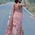 Pink linen floral printed casual saree with blouse piece