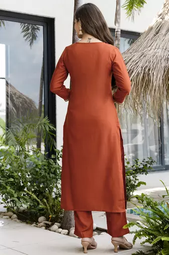 Embroidered Silk Straight Kurta Pant and Dupatta Set