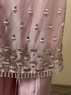 Pink viscose organza kurti set with organza dupatta 4