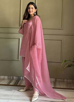 Embroidered Crunchy Silk Straight Kurta Patiala and Dupatta Set 3