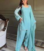 Embroidered Crunchy Silk Straight Kurta Patiala and Dupatta Set