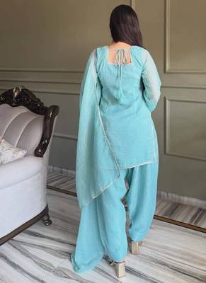 Embroidered Crunchy Silk Straight Kurta Patiala and Dupatta Set 4