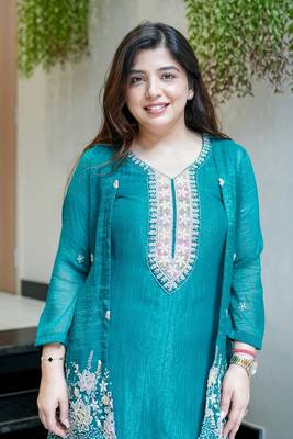 Embroidered Chinon Silk Straight Kurta Pant with Koti Set 5