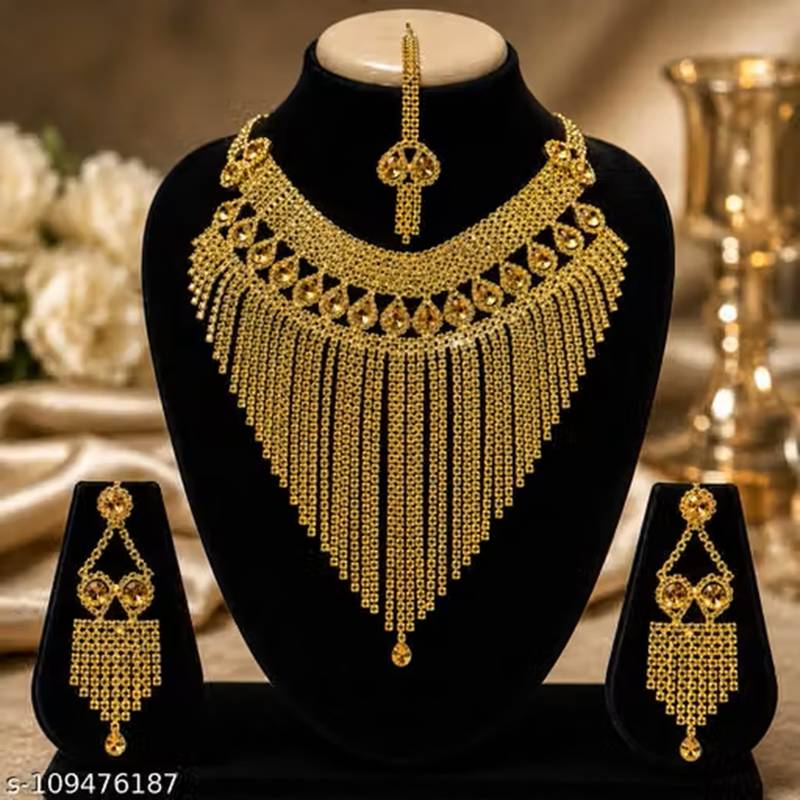 Indian bollywood gold plated kundan choker bridal necklace earrings jewelry set
