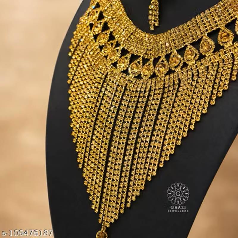 Indian bollywood gold plated kundan choker bridal necklace earrings jewelry set