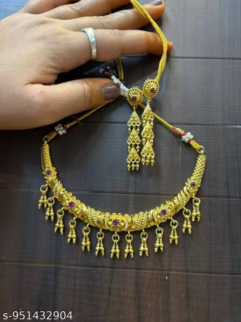 Indian bollywood gold plated kundan choker bridal necklace earrings jewelry set